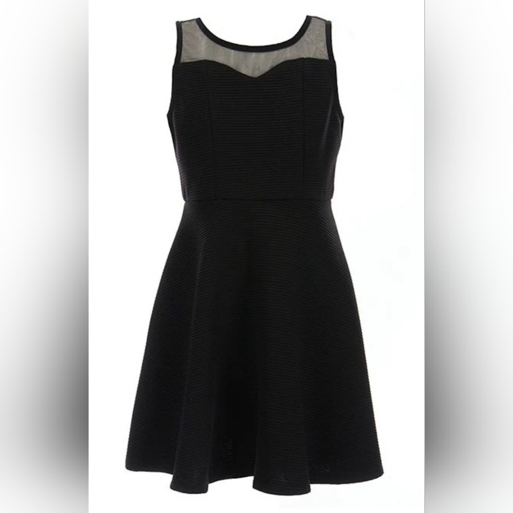 Girls Zunie Sleeveless Illusion Neckline Ottoman Skater Dress